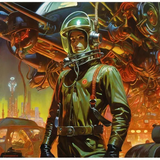 Prompt: An ominous and gloomy 

Atompunk rocketeer
in the  middle of a doomed junkyard

full of hanging hoses and multicolored neon circuitry glowing in the  darkness

, a stunning Alphonse Mucha's masterpiece in <mymodel> sci-fi retro-futuristic  art deco artstyle by Anders Zorn and Joseph Christian Leyendecker

, neat and clear tangents full of negative space 

, a dramatic lighting with detailed shadows and highlights enhancing depth of perspective and 3D volumetric drawing

, a  vibrant and colorful high quality digital  painting in HDR