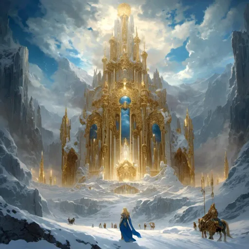 Prompt: A <mymodel> a concept environment art landscape 

of a gloomy and somber snowy thundra 

with a lustrous towering divine monolith ark made of white and blue marble full of golden ornaments 

with it's reflections shedding flaring volumetric light shafts throughout the darkness of a threatening sinister artic wasteland engulfed by a snowstorm

, a stunning Alphonse  Mucha masterpiece in vintage art deco brutalism artstyle by Anders Zorn and Joseph Christian Leyendecker 

, neat and clear tangents full of negative space 

, ominous dramatic lighting with macabre somber shadows and highlights enhancing depth of perspective and 3D volumetric drawing

, colorful vibrant painting in HDR with shiny shimmering reflections and intricate detailed ambient occlusion