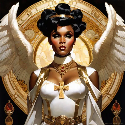 Prompt: A beautiful close-up portrait 

of the curvy and lustful Janelle Monae 

as an  ominous fierceful holy angel with an angelic halo glowing in the  darkness

, a stunning Alphonse Mucha's masterpiece in <mymodel> barroque rococo artstyle by Anders Zorn and Joseph Christian Leyendecker

, neat and clear tangents full of negative space 

, a dramatic lighting with detailed shadows and highlights enhancing depth of perspective and 3D volumetric drawing

, a  vibrant and colorful high quality digital  painting in HDR