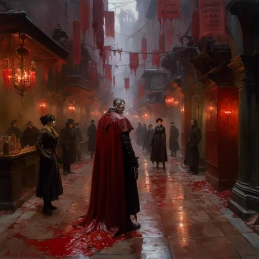 Prompt: A threatening somber alley in the middle of a gloomy city made of  flesh full bulging veins and oozing  blood

, a stunning Donato Giancola masterpiece in <mymodel> gothic sci-fi artstyle by Anders Zorn and Joseph Christian Leyendecker 

, neat and clear tangents full of negative space 

, ominous dramatic lighting with detailed shadows and highlights enhancing depth of perspective and 3D volumetric drawing

, colorful vibrant painting in HDR