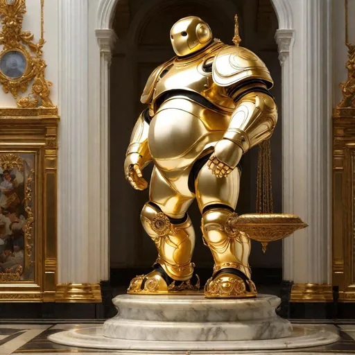 Prompt: A holy Baymax made of a golden wrought iron with white marble

, a stunning Donato Giancola's masterpiece in <mymodel> barroque rococo artstyle by Anders Zorn and Joseph Christian Leyendecker

, neat and clear tangents full of negative space 

, a dramatic lighting with detailed shadows and highlights enhancing depth of perspective and 3D volumetric drawing

, a  vibrant and colorful high quality digital  painting in HDR