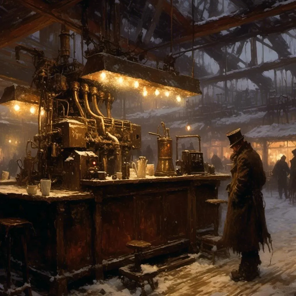 Prompt: A <mymodel> landscape picture 

of an ominous and gloomy 
coffee machine 

glowing  in the darkness of  a doomed coffee shop

, a stunning Donato Giancola's masterpiece by Anders Zorn and  Joseph Christian Leyendecker