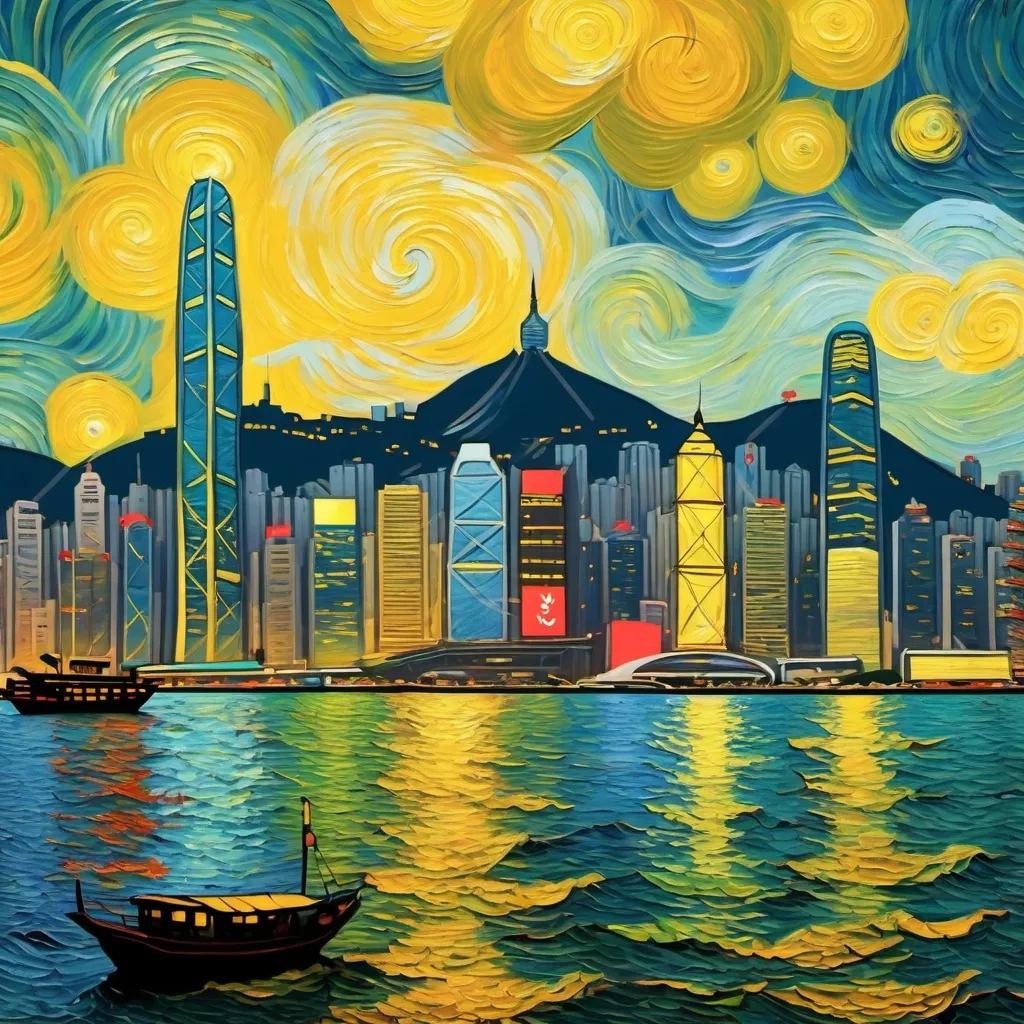 Prompt: hong kong skyline van gogh style