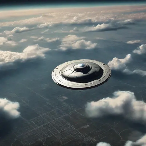 Prompt: Satellite picture of a UFO, realistic style, top secret, high resolution, hyper detailed, proof of alien existence, aerial view, mysterious lighting, atmospheric clouds, government cover-up, UFO sighting, advanced technology, best quality, hyper-realistic, proof of extraterrestrial life, conspiracy theory, detailed craftsmanship, top-secret operation, intense secrecy, convincing evidence, realistic portrayal