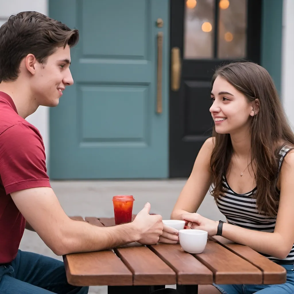 Prompt: a young American fellow is meeting with his girlfriend 