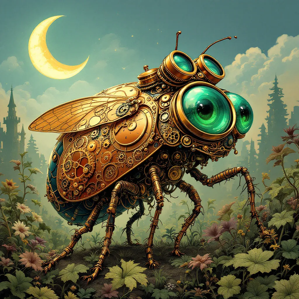Prompt: Steampunk ladybug