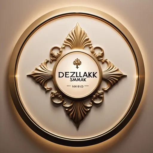 Prompt: High-end, round company logo for Dezelfde Smaak, luxurious design, interior and lamps, gold tones, detailed embossing, elegant, add lamp image in design. Add text "Dezelfde smaak". Add lamp design in the center. 