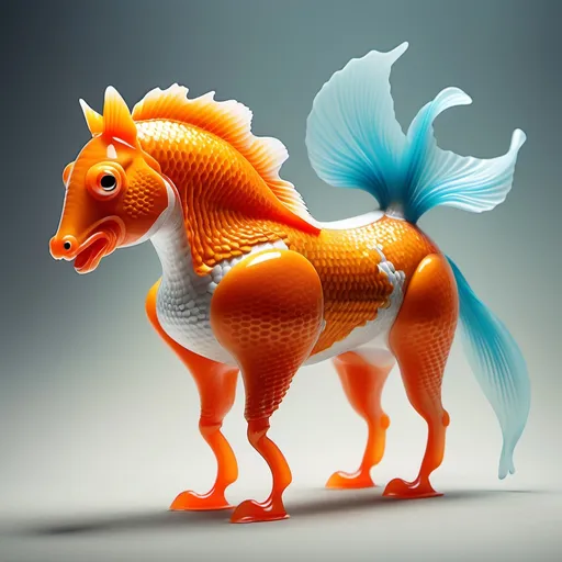 Prompt: CREATE AN ANIMAL THAT IS PART HORSE AND PART GOLDFISH