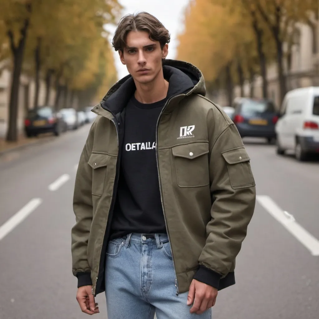 Prompt: colección de otoño/invierno 2024, con enfoque en ropa casual y streetwear que sigue las últimas tendencias globales