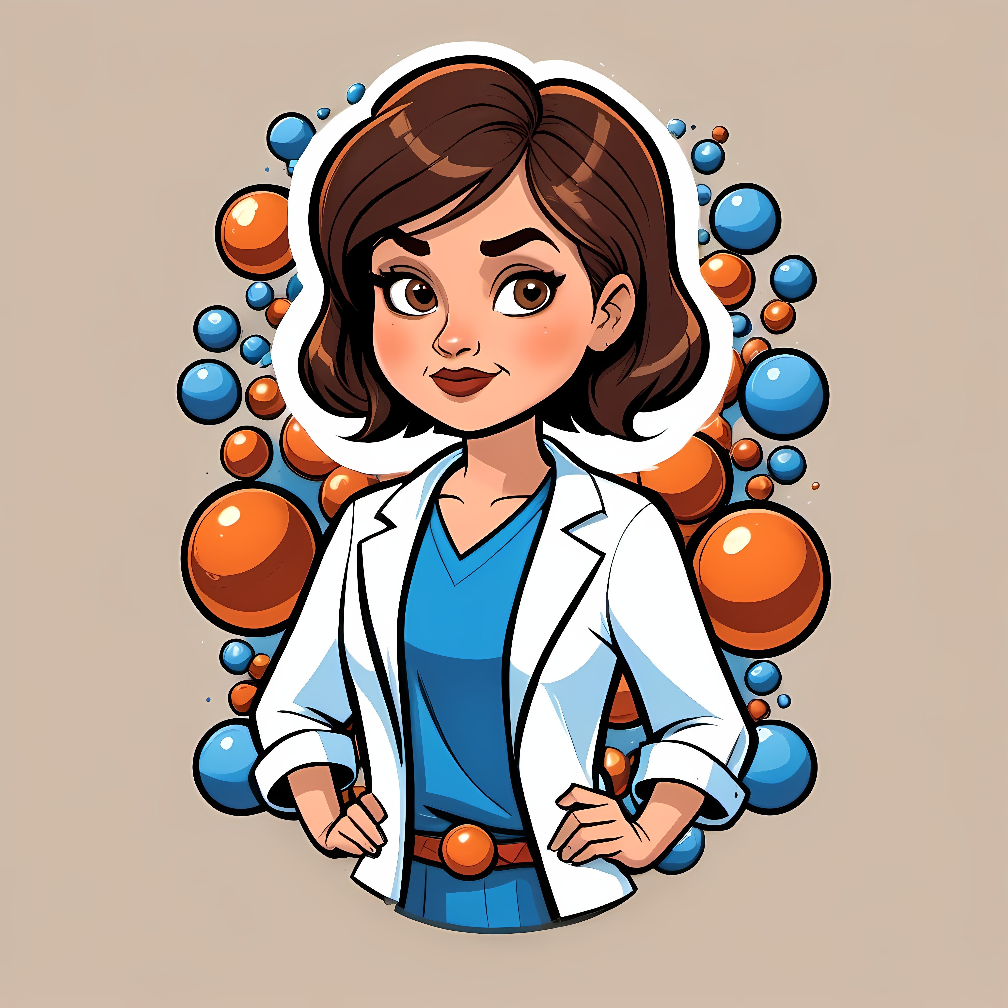 Stylized cartoon woman on a T-shirt image, vector fl