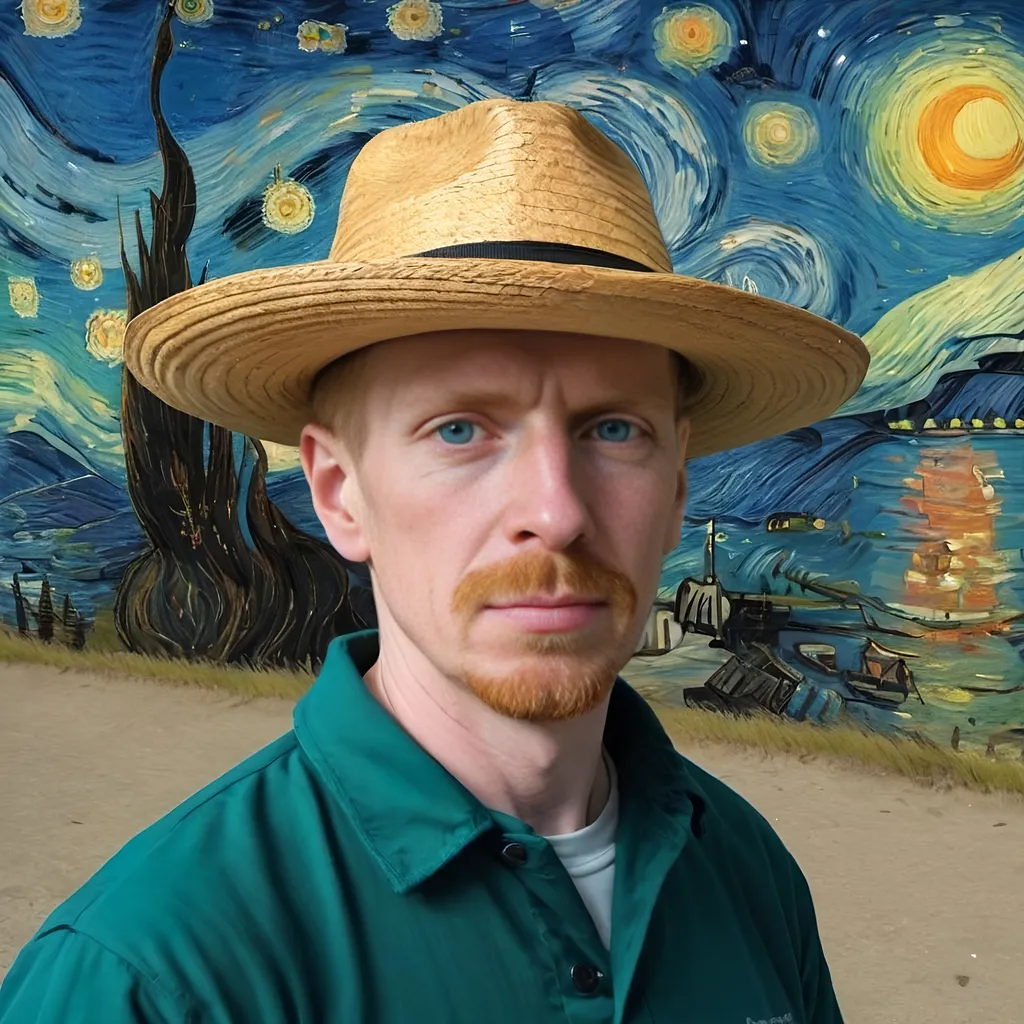 Prompt: Vincent Van Gough mashup with random tourist photographers in 2023