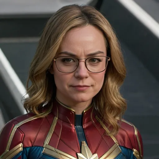 Prompt: Captain marvel wearing glasses