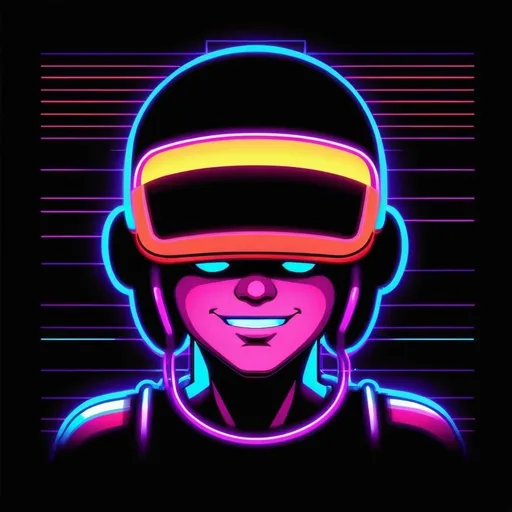 Prompt: A retro arcade game character with a glowing neon helmet and pixelated background, Synthwave style, gaming nostalgia, pixel art, neon lighting, T-shirt design graphic, vector, contour, black background
