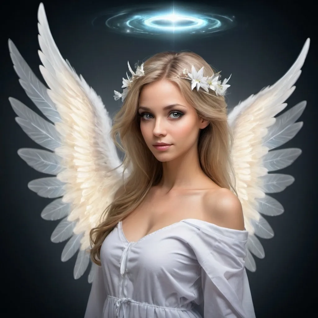 Prompt: A beautiful female angel or a fairy or some kind of fantasy creature, who is also a doctor.