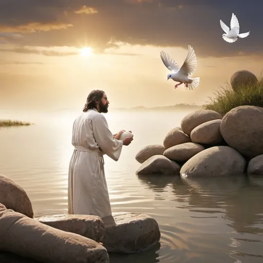 Prompt: dove on Jesus baptism