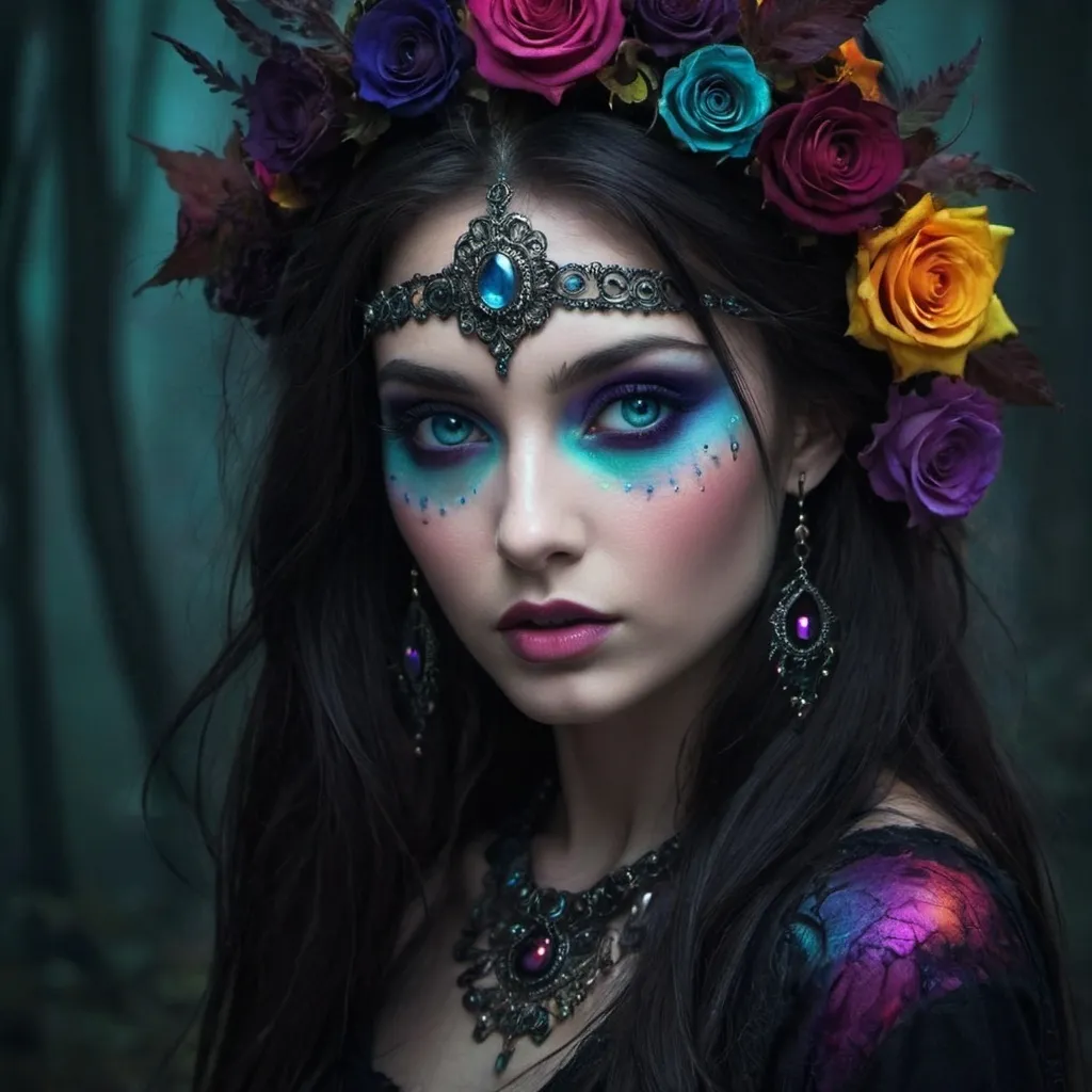 Prompt: mystical beauty dark and colorful