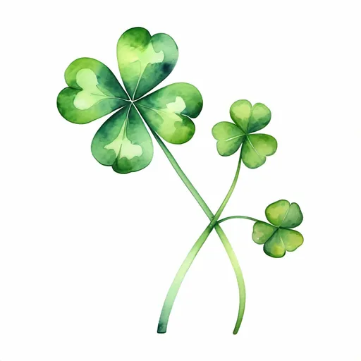 Prompt: four-leaf clover with long stem, aquarel