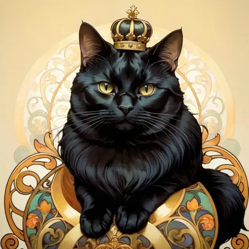 Prompt: fat black cat with crown