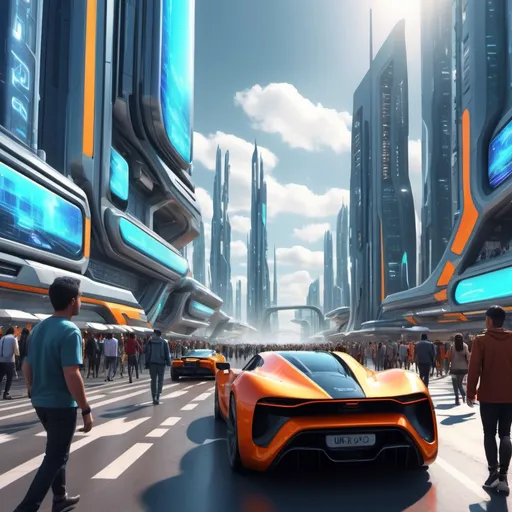 Prompt: futuristic city, people walking, cars, traffic, heavy vibrant colors, dynamic range, photorealistic, high-definition, ultra detailed, 8k uhd, use HDR profile and maximum ISO value 102000