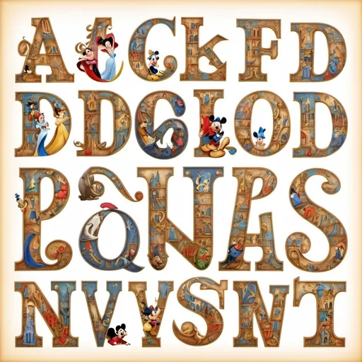 Prompt: alphabet with disney