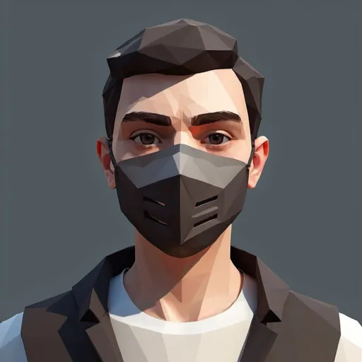 Prompt: Low Poly Game Person with a mask on