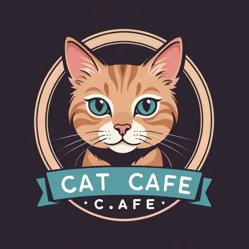 Prompt: logo of a cat cafe
