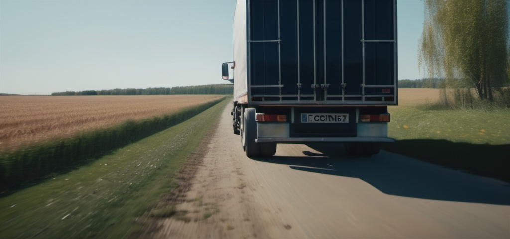 Prompt: A truck  on a sunny day in the country, A mystery figure can be seen , cinematic pose,  blowing wind, hyper realistic, extremely detailed, dark cinematic, high resolution, 4K, full body, walking , most reallistic,