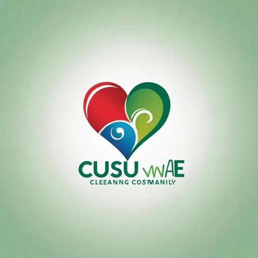 Prompt: "/imagine" create me a logo with letters CSUUV in a heart shape, this logo is for a cleaning company who provide antibacterial cleaning, add colours green, blue and a touch of red