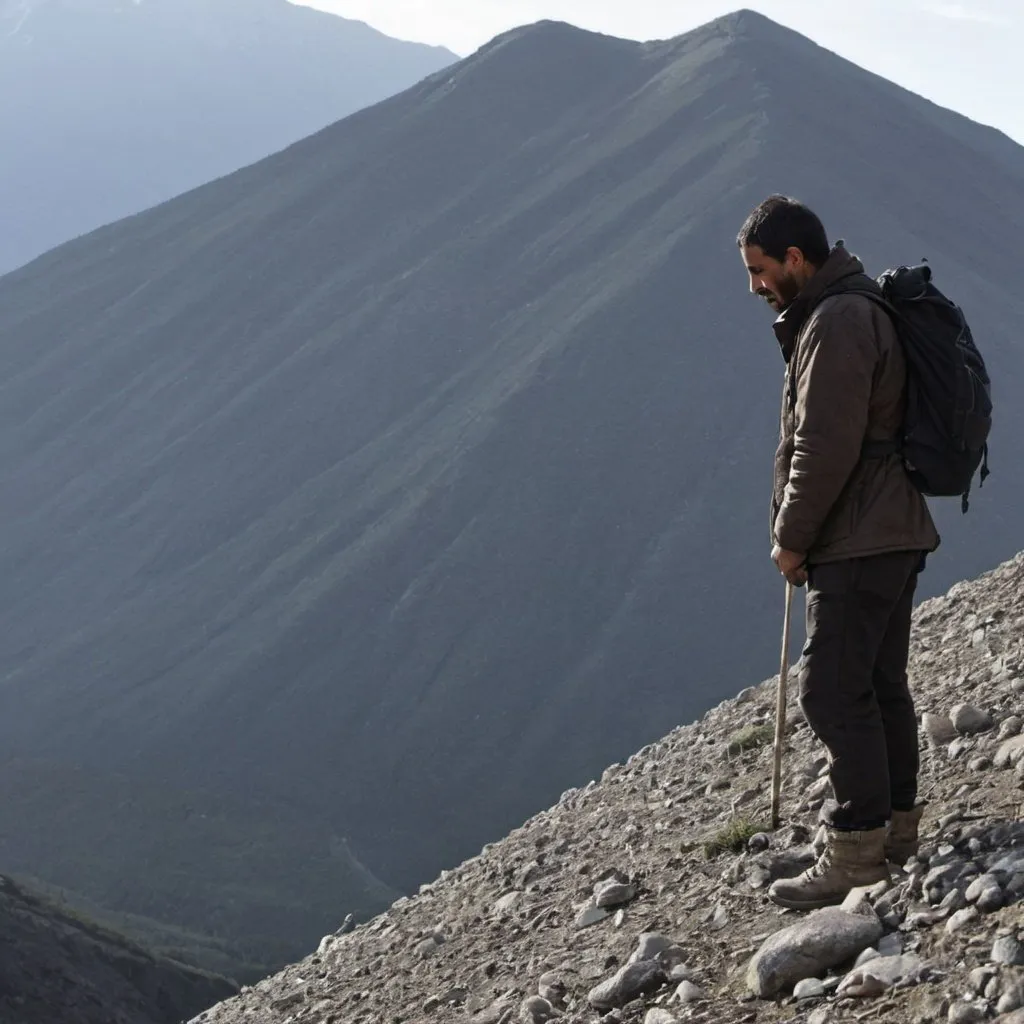 Prompt: Crea a un hombre solitario enuna montaña