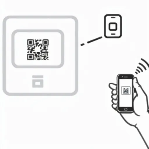 Prompt: Create a white board dry erase drawing of a hand holding a phone while scanning a QR code.