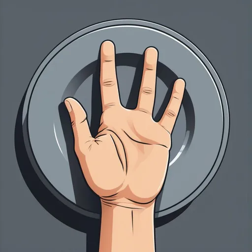 Prompt: A plain looking hand in a vector style, hollow on the inside with a thick disk on the inside