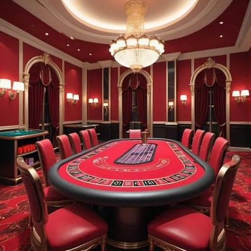 Prompt: Casino table with luxury red