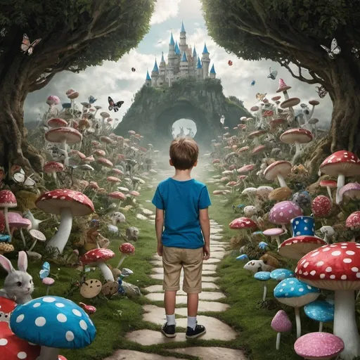 Prompt: Boy in the Wonderland