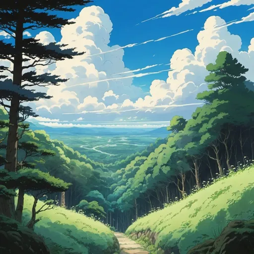 Prompt: 2d studio ghibli anime style, nature, forest, sky, clouds