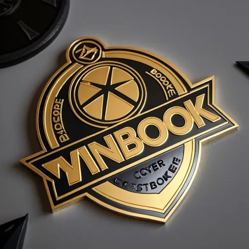 Prompt: Round Sportsbook Service emblem lookin as a gold proof coin Brand name is CYBER BOOKIE