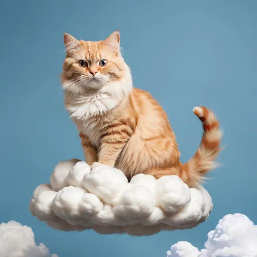 Prompt: a cat is sitting on a cloud