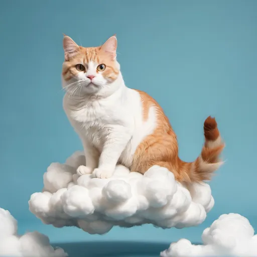 Prompt: a cat is sitting on a cloud