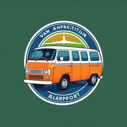 Prompt: VAN AIRPORT Transportation logo green orange blue