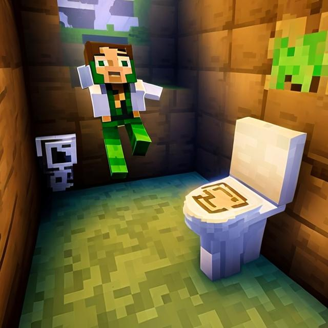 Prompt: The Skibidi Toilet has breached the defenses, luckily minecraft steve is ready to fight