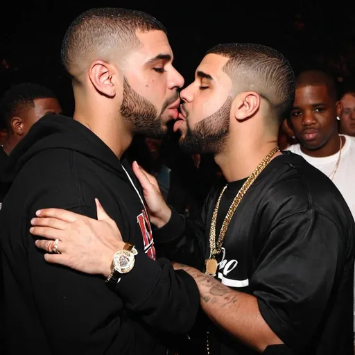 Prompt: kdot and drake making out