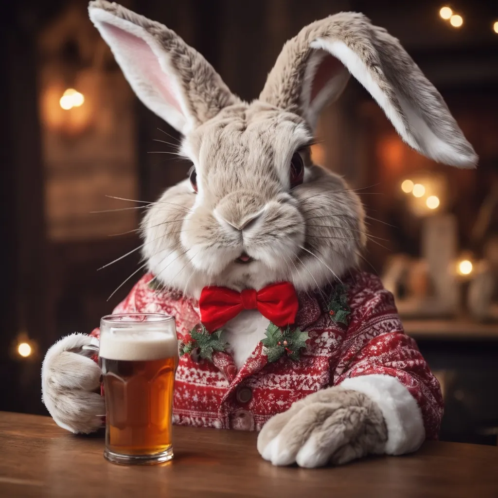 Prompt: easterbunny drinking christmas beer
