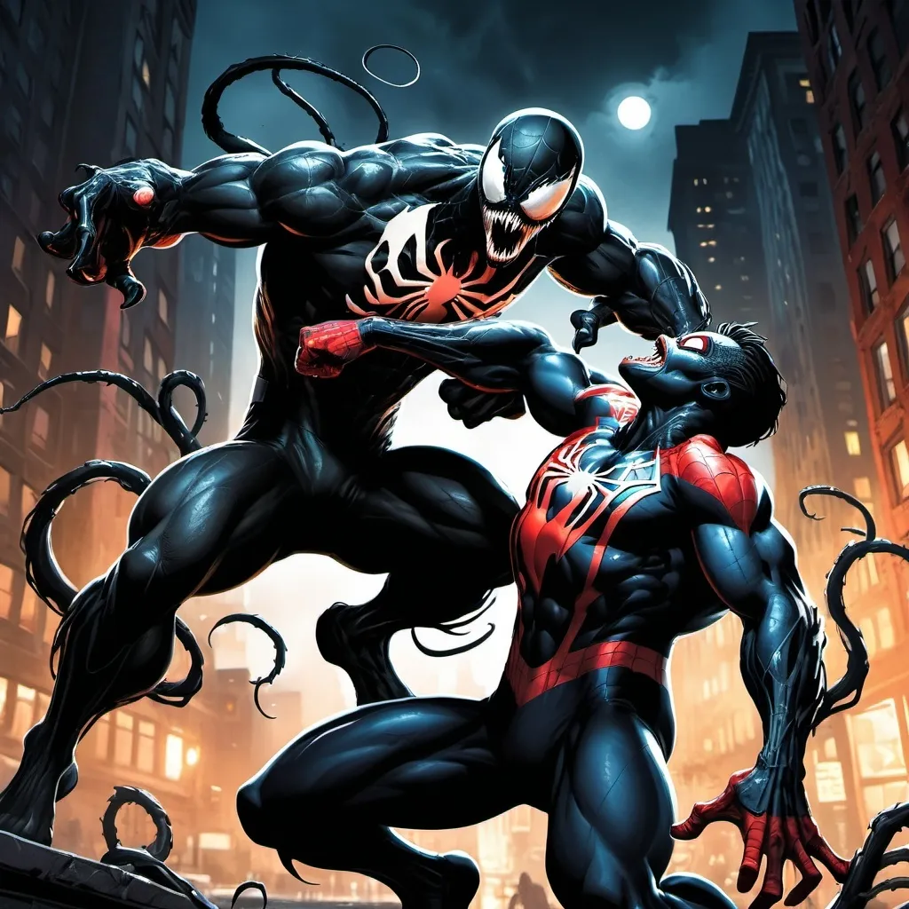 Prompt: Spider-Man and Venom