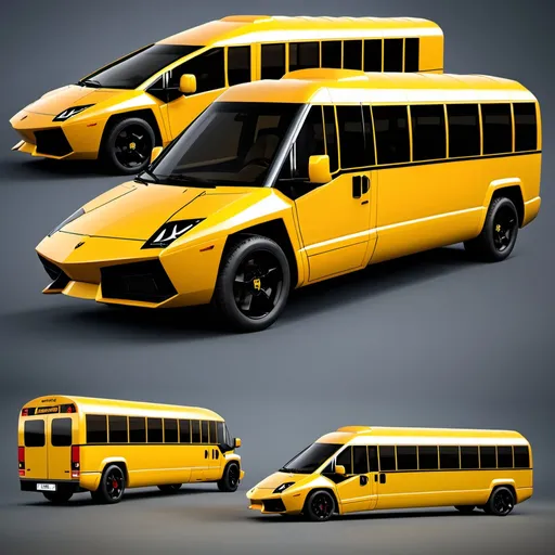 Prompt: create a lamborghini school bus