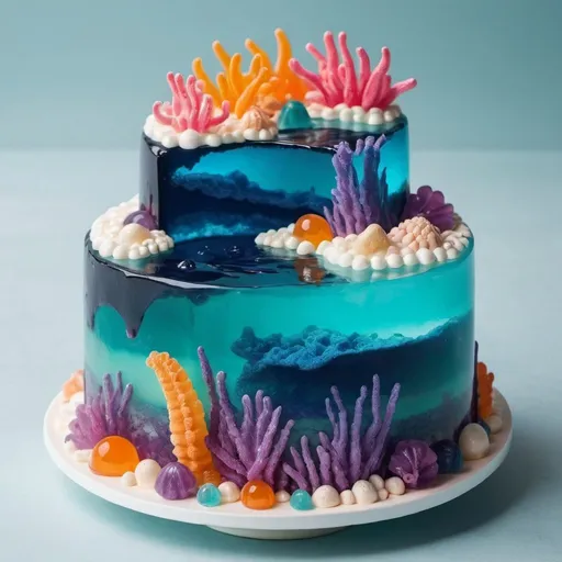 Prompt: jelly ocean cake