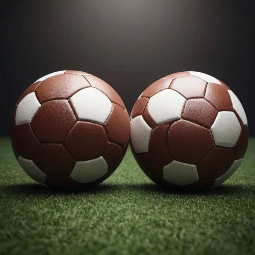 Prompt: Create an image of two footballs next to each other