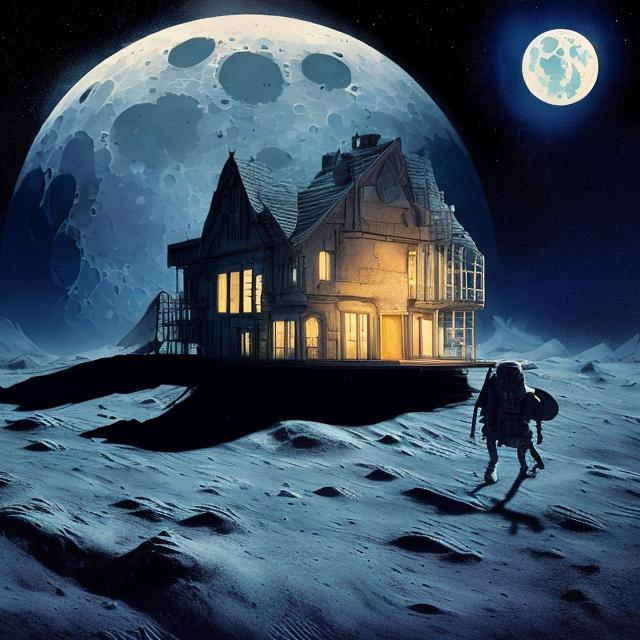 Prompt: A house on the moon