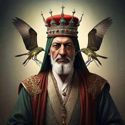 Prompt: Give the crown to the Sultan, the dignity of the dervish

The mosquito becomes thin, the hunter from the hawk