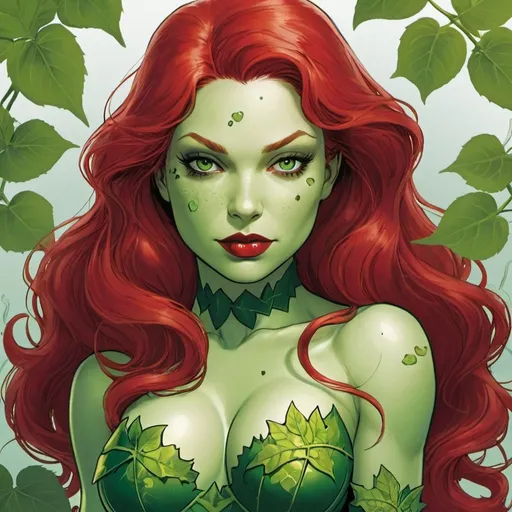 Prompt: Poison Ivy from DC comics in green and red