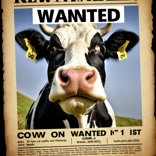 Prompt: cow on the wanted list