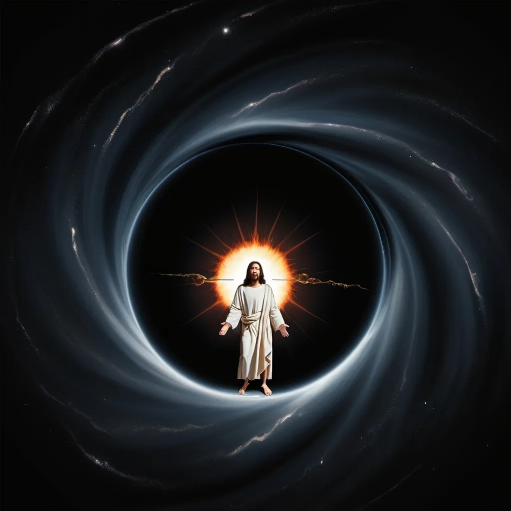 Prompt: jesus vs black hole